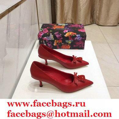 Dolce & Gabbana Thin Heel 6.5cm Leather Sicily Pumps Red 2021